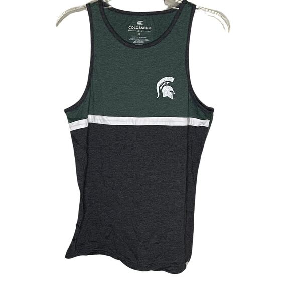 Michigan State MSU Mens Tank Top Colosseum | Green Charcoal Gray | Size Small - Picture 1 of 5